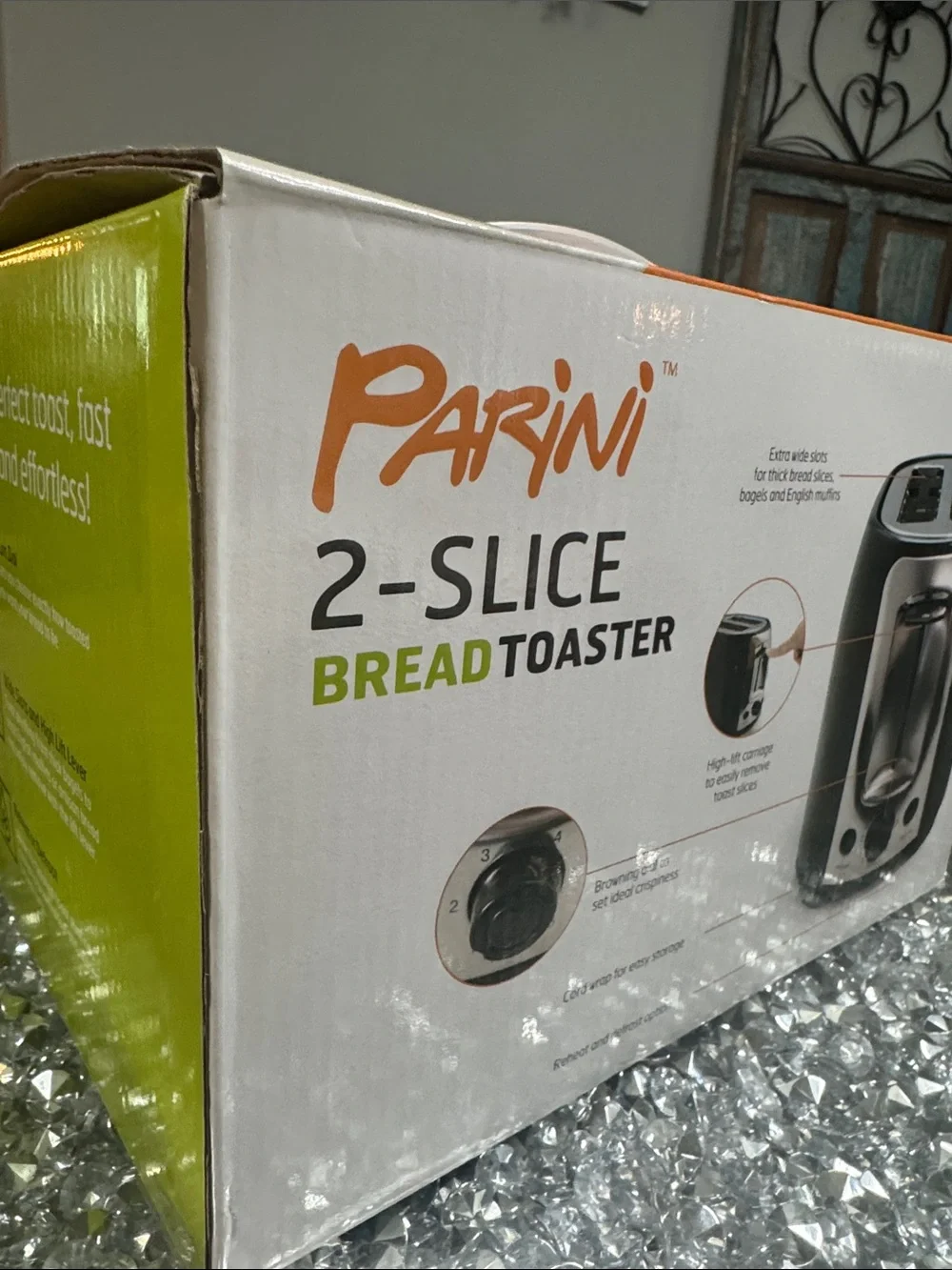 Parini 2-Slice Bread Toaster in Black NEW